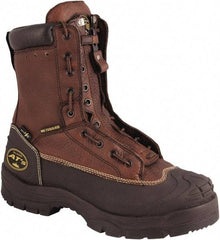 OLIVER - Men's Size 13 Wide Width Steel Work Boot - Brown, Leather Upper, Rubber Outsole, 8" High, Lace-Up - Apex Tool & Supply