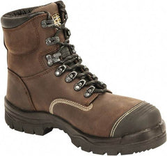 OLIVER - Men's Size 14 Wide Width Steel Work Boot - Brown, Leather Upper, Polyurethane/Rubber Outsole, 6" High, Lace-Up - Apex Tool & Supply