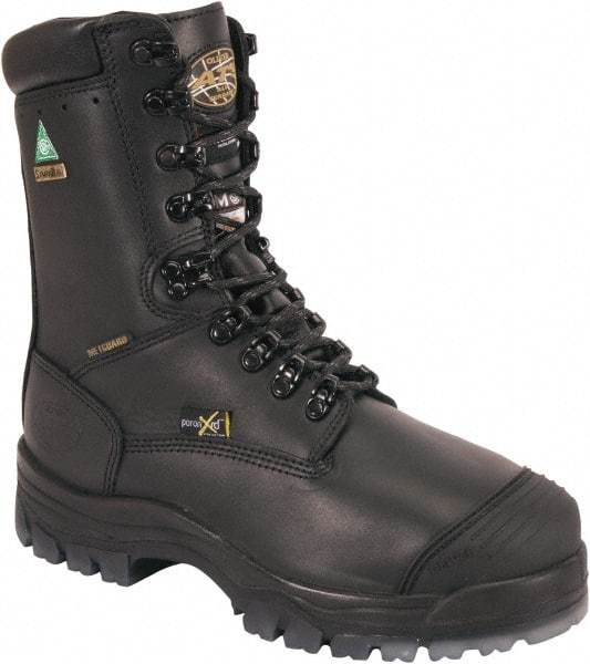 OLIVER - Men's Size 7.5 Wide Width Composite Work Boot - Black, Leather Upper, Rubber Outsole, 8" High, Lace-Up, Waterproof - Apex Tool & Supply