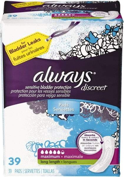 Always - Folded Sanitary Napkins - Long, Maximum Protection - Apex Tool & Supply