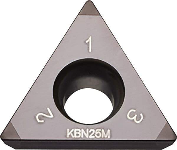 Kyocera - TPGW331 Grade KBN25M CBN Turning Insert - Megacoat Finish, 60° Triangle, 3/8" Inscr Circle, 3/16" Thick, 1/64" Corner Radius - Apex Tool & Supply