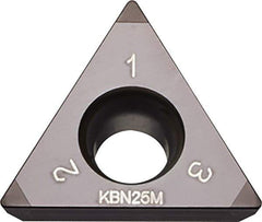 Kyocera - TPGW331 Grade KBN25M CBN Turning Insert - Megacoat Finish, 60° Triangle, 3/8" Inscr Circle, 3/16" Thick, 1/64" Corner Radius - Apex Tool & Supply
