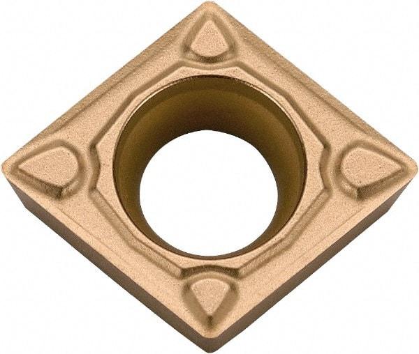 Kyocera - CCMT32.51 MQ Grade CA6515 Carbide Turning Insert - TiCN/Al2O3/TiN Finish, 80° Diamond, 3/8" Inscr Circle, 5/32" Thick, 1/64" Corner Radius - Apex Tool & Supply