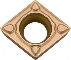 Kyocera - CCMT32.51 MQ Grade CA6515 Carbide Turning Insert - TiCN/Al2O3/TiN Finish, 80° Diamond, 3/8" Inscr Circle, 5/32" Thick, 1/64" Corner Radius - Apex Tool & Supply