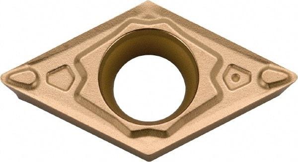 Kyocera - DCMT32.51 MQ Grade SW05 Carbide Turning Insert - Uncoated, 55° Diamond, 3/8" Inscr Circle, 5/32" Thick, 1/64" Corner Radius - Apex Tool & Supply