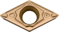 Kyocera - DCMT32.51 MQ Grade SW05 Carbide Turning Insert - Uncoated, 55° Diamond, 3/8" Inscr Circle, 5/32" Thick, 1/64" Corner Radius - Apex Tool & Supply