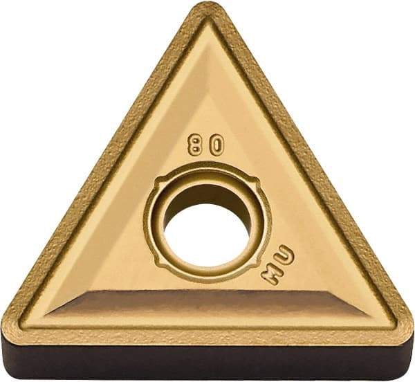 Kyocera - TNMG332 MU Grade SW05 Carbide Turning Insert - Uncoated, 60° Triangle, 3/8" Inscr Circle, 3/16" Thick, 1/32" Corner Radius - Apex Tool & Supply