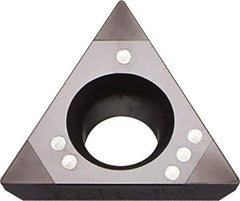 Kyocera - TPGB220.5 Grade KBN25M CBN Turning Insert - Megacoat Finish, 60° Triangle, 1/4" Inscr Circle, 1/8" Thick, 0.008" Corner Radius - Apex Tool & Supply