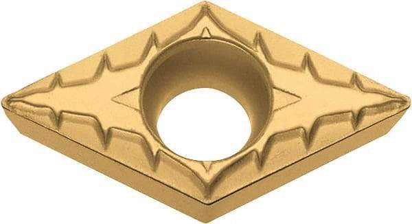 Kyocera - DCMT32.51 XP Grade PV720 Cermet Turning Insert - TiCN (Megacoat Nano) Finish, 55° Diamond, 3/8" Inscr Circle, 5/32" Thick, 1/64" Corner Radius - Apex Tool & Supply