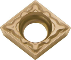 Kyocera - CCMT32.51 PP Grade PV720 Cermet Turning Insert - TiCN (Megacoat Nano) Finish, 80° Diamond, 3/8" Inscr Circle, 5/32" Thick, 1/64" Corner Radius - Apex Tool & Supply
