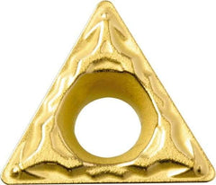 Kyocera - TPMT221 PP Grade PV720 Cermet Turning Insert - TiCN (Megacoat Nano) Finish, 60° Triangle, 1/4" Inscr Circle, 1/8" Thick, 1/64" Corner Radius - Apex Tool & Supply