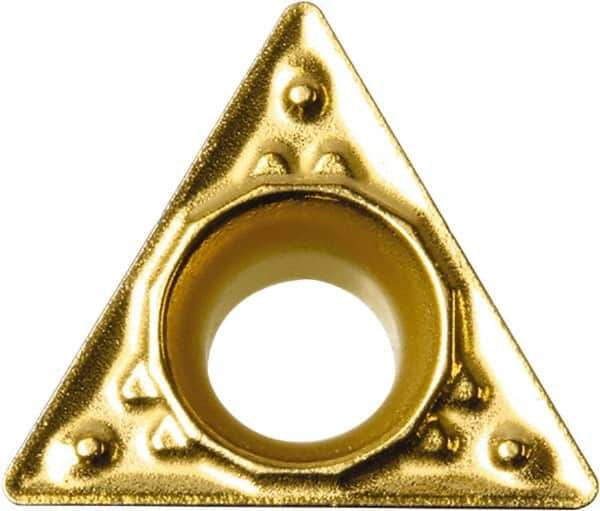 Kyocera - TPMT221 HQ Grade CA510 Carbide Turning Insert - TiCN/Al2O3/TiN Finish, 60° Triangle, 1/4" Inscr Circle, 1/8" Thick, 1/64" Corner Radius - Apex Tool & Supply