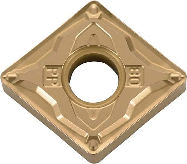 Kyocera - CNMG430.5 PP Grade PV720 Cermet Turning Insert - TiCN (Megacoat Nano) Finish, 80° Diamond, 1/2" Inscr Circle, 3/16" Thick, 0.008" Corner Radius - Apex Tool & Supply