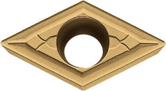 Kyocera - DCMT21.50.5 GK Grade PV720 Cermet Turning Insert - TiCN (Megacoat Nano) Finish, 55° Diamond, 1/4" Inscr Circle, 3/32" Thick, 0.008" Corner Radius - Apex Tool & Supply