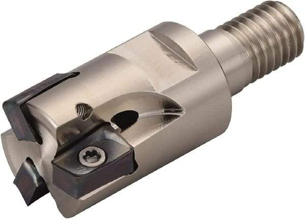 Kyocera - 16mm Cut Diam, 10mm Max Depth of Cut, 43mm OAL, Indexable Square Shoulder End Mill - LOMU 1004..ER-GH, LOMU 1004..ER-GM, LOMU 1004..ER-SM Inserts, M8 Modular Connection, 90° Lead Angle, Through Coolant, Series M-Four - Apex Tool & Supply