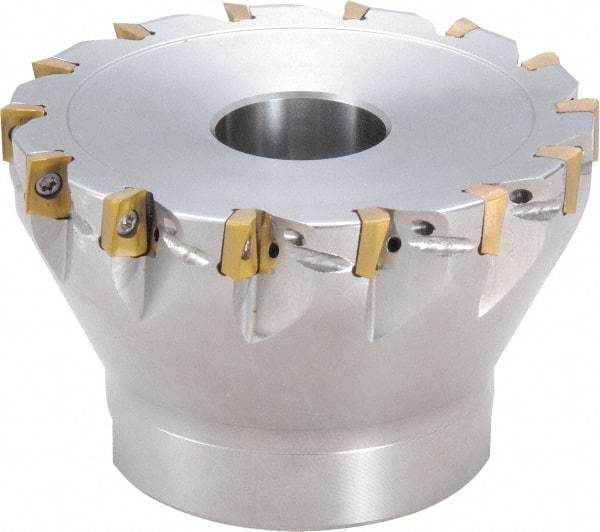 Kyocera - 8 Inserts, 32mm Cut Diam, 8.5mm Arbor Diam, 6mm Max Depth of Cut, Indexable Square-Shoulder Face Mill - 0° Lead Angle, 40mm High, BDMT 0703 Insert Compatibility, Through Coolant - Apex Tool & Supply