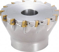 Kyocera - 12 Inserts, 2" Cut Diam, 0.417" Arbor Diam, 0.236" Max Depth of Cut, Indexable Square-Shoulder Face Mill - 0° Lead Angle, 1.575" High, BDMT 0703 Insert Compatibility, Through Coolant - Apex Tool & Supply