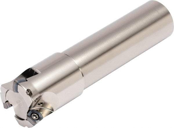 Kyocera - 25mm Cut Diam, 1.5mm Max Depth, 25mm Shank Diam, Weldon Shank Indexable High-Feed End Mill - Screw Holding Method, SOMT 100420ER-.. Insert, MFH Toolholder, Through Coolant - Apex Tool & Supply