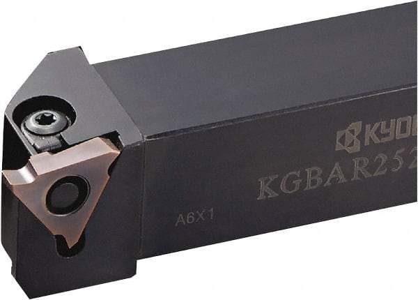 Kyocera - KGBA, External, Left Hand, 4mm Max Depth of Cut, 0.013 to 0.189" Groove Width, Indexable Grooving Tool Holder - GBA43R/L.. Insert Compatibility, 25mm Shank Height, 25mm Shank Width, 150mm OAL - Apex Tool & Supply