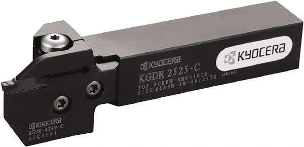 Kyocera - KGD, External, Left Hand, 19.9898mm Max Depth of Cut, 3 to 4mm Groove Width, Indexable Grooving Tool Holder - Multiple Insert Compatibility, 3/4" Shank Height, 3/4" Shank Width, 4.92" OAL - Apex Tool & Supply