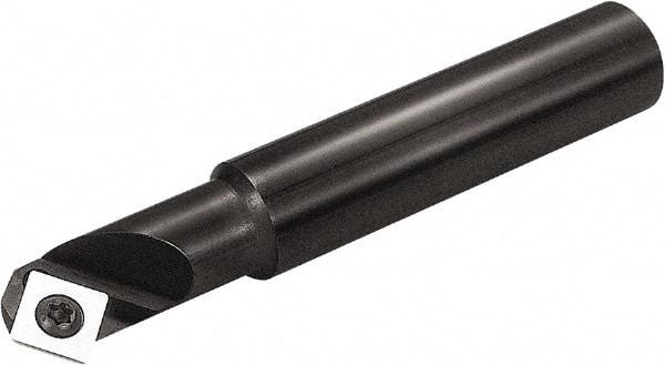 Kyocera - 45° Lead Angle, 15mm Max Cut Diam, 4mm Min Cut Diam, 6.5mm Max Depth of Cut, Indexable Chamfer and Angle End Mill - 1 Insert, SDKW 09T2, SDMT 09T2 Insert Style, 85mm Overall Length, Straight Shank - Apex Tool & Supply