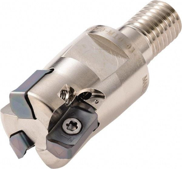 Kyocera - 28mm Cut Diam, 1mm Max Depth, M12 Modular Connection Indexable High-Feed End Mill - Screw Holding Method, LOGU 030310ER-GM Insert, MFH Toolholder, Through Coolant - Apex Tool & Supply