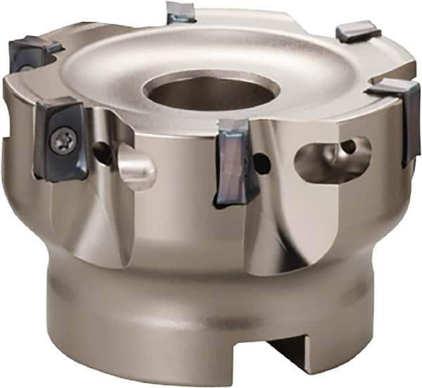 Kyocera - 8 Inserts, 4" Cut Diam, 0.59" Max Depth of Cut, Indexable Square-Shoulder Face Mill - 0° Lead Angle, 1.969" High, LOMU 1505..ER-GH, LOMU 1505..ER-GM & LOMU 1505..ER-SM Insert Compatibility, Through Coolant, Series M-Four - Apex Tool & Supply