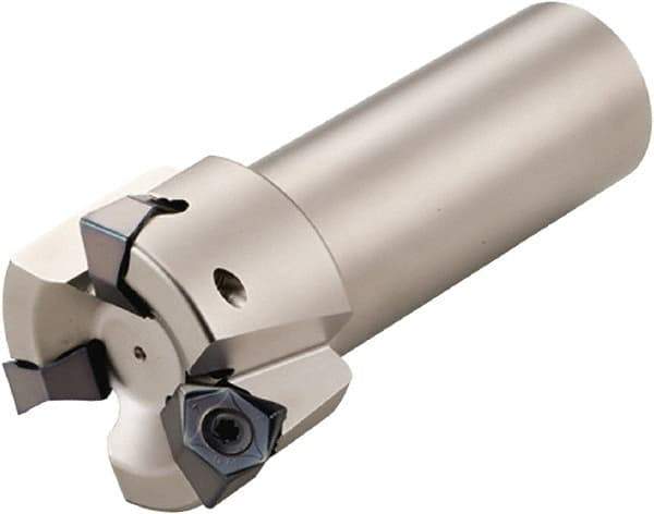 Kyocera - 4 Inserts, 2-1/2" Cut Diam, 0.315" Max Depth of Cut, Indexable Square-Shoulder Face Mill - 0° Lead Angle, WNEU 080608EN-GL, WNMU 080608EN-GH, WNMU 080608EN-GM & WNMU 080608EN-SM Insert Compatibility, Through Coolant - Apex Tool & Supply