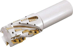 Kyocera - 2" Cut Diam, 2.91" Max Depth of Cut, 1-1/2" Shank Diam, 6.26" OAL, Indexable Square Shoulder Helical End Mill - BDMT 170408ER-N3, BDMT 170408ER-N4 Inserts, Weldon Shank, 90° Lead Angle - Apex Tool & Supply