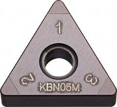 Kyocera - TNGA331 Grade KBN05M CBN Turning Insert - Megacoat Finish, 60° Triangle, 3/8" Inscr Circle, 3/16" Thick, 1/64" Corner Radius - Apex Tool & Supply