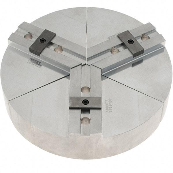 Abbott Workholding Products - 10" Max Chuck Capacity, Tongue & Groove Interface, Round Soft Lathe Chuck Jaw - 3 Jaw, Aluminum, 53.98mm Btw Mount Hole Ctrs, 10" Wide, 2" High, 12.7mm Groove, 1/2" Fastener - Apex Tool & Supply