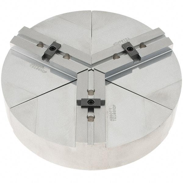 Abbott Workholding Products - 8" Max Chuck Capacity, Tongue & Groove Interface, Round Soft Lathe Chuck Jaw - 3 Jaw, Aluminum, 44.45mm Btw Mount Hole Ctrs, 10" Wide, 2" High, 7.95mm Groove, 3/8" Fastener - Apex Tool & Supply