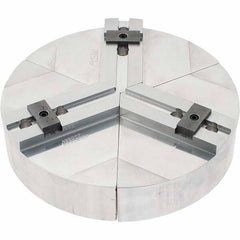 Abbott Workholding Products - 10" Max Chuck Capacity, Tongue & Groove Interface, Round Soft Lathe Chuck Jaw - 3 Jaw, Aluminum, 40mm Btw Mount Hole Ctrs, 10" Wide, 2" High, 12mm Groove, 12mm Fastener - Apex Tool & Supply
