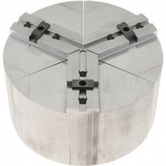 Abbott Workholding Products - 8" Max Chuck Capacity, Tongue & Groove Interface, Round Soft Lathe Chuck Jaw - 3 Jaw, Aluminum, 44.45mm Btw Mount Hole Ctrs, 8" Wide, 4" High, 7.95mm Groove, 3/8" Fastener - Apex Tool & Supply
