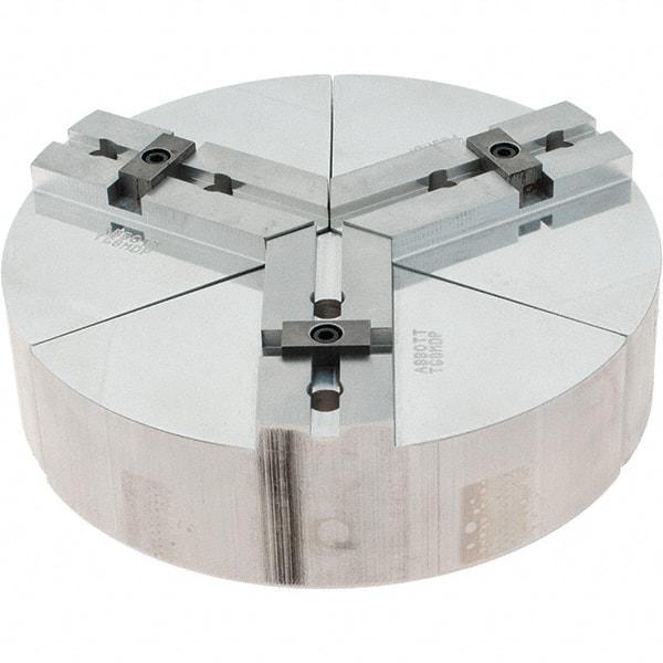 Abbott Workholding Products - 8" Max Chuck Capacity, Tongue & Groove Interface, Round Soft Lathe Chuck Jaw - 3 Jaw, Aluminum, 44.45mm Btw Mount Hole Ctrs, 8" Wide, 2" High, 7.95mm Groove, 3/8" Fastener - Apex Tool & Supply