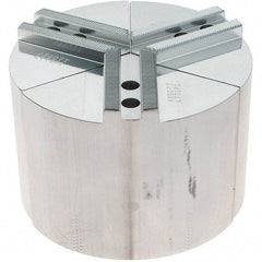 Abbott Workholding Products - 6" Max Chuck Capacity, 1.5mm x 60° Serrated Interface, Round Soft Lathe Chuck Jaw - 3 Jaw, Aluminum, 0.7874" Btw Mount Hole Ctrs, 6" Wide, 4" High, 10mm Fastener - Apex Tool & Supply