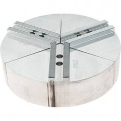 Abbott Workholding Products - 6" Max Chuck Capacity, 1.5mm x 60° Serrated Interface, Round Soft Lathe Chuck Jaw - 3 Jaw, Aluminum, 0.7874" Btw Mount Hole Ctrs, 8" Wide, 2" High, 10mm Fastener - Apex Tool & Supply
