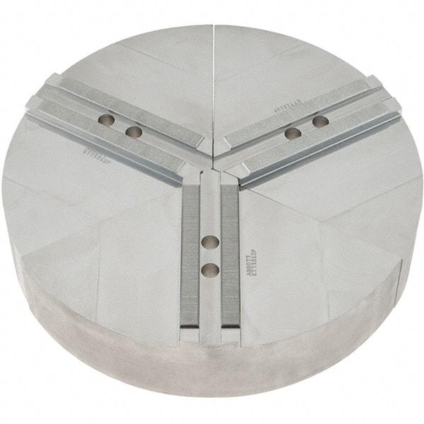 Abbott Workholding Products - 12" Max Chuck Capacity, 1.5mm x 60° Serrated Interface, Round Soft Lathe Chuck Jaw - 3 Jaw, Aluminum, 1.1811" Btw Mount Hole Ctrs, 15" Wide, 3" High, 14mm Fastener - Apex Tool & Supply
