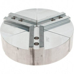 Abbott Workholding Products - 8" Max Chuck Capacity, 1.5mm x 60° Serrated Interface, Round Soft Lathe Chuck Jaw - 3 Jaw, Aluminum, 0.9843" Btw Mount Hole Ctrs, 8" Wide, 2" High, 12mm Fastener - Apex Tool & Supply