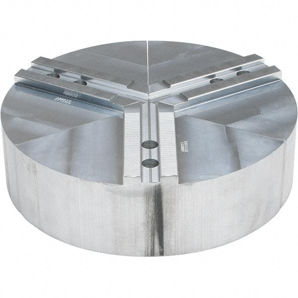 Abbott Workholding Products - 15" Max Chuck Capacity, 1.5mm x 60° Serrated Interface, Round Soft Lathe Chuck Jaw - 3 Jaw, Aluminum, 1.6929" Btw Mount Hole Ctrs, 15" Wide, 4" High, 20mm Fastener - Apex Tool & Supply