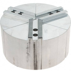 Abbott Workholding Products - 8" Max Chuck Capacity, 1.5mm x 60° Serrated Interface, Round Soft Lathe Chuck Jaw - 3 Jaw, Aluminum, 0.9843" Btw Mount Hole Ctrs, 8" Wide, 4" High, 12mm Fastener - Apex Tool & Supply