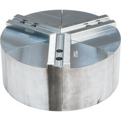 Abbott Workholding Products - 10" Max Chuck Capacity, 1.5mm x 60° Serrated Interface, Round Soft Lathe Chuck Jaw - 3 Jaw, Aluminum, 1.1811" Btw Mount Hole Ctrs, 10" Wide, 4" High, 12mm Fastener - Apex Tool & Supply