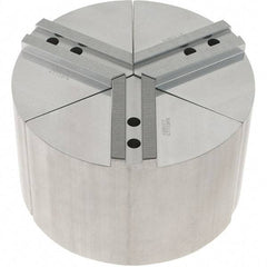 Abbott Workholding Products - 10" Max Chuck Capacity, 1.5mm x 60° Serrated Interface, Round Soft Lathe Chuck Jaw - 3 Jaw, Aluminum, 1.1811" Btw Mount Hole Ctrs, 10" Wide, 6" High, 12mm Fastener - Apex Tool & Supply
