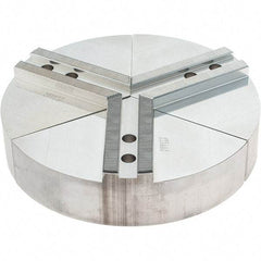 Abbott Workholding Products - 10" Max Chuck Capacity, 1.5mm x 60° Serrated Interface, Round Soft Lathe Chuck Jaw - 3 Jaw, Aluminum, 1.1811" Btw Mount Hole Ctrs, 10" Wide, 2" High, 12mm Fastener - Apex Tool & Supply