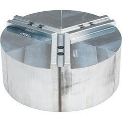 Abbott Workholding Products - 8" Max Chuck Capacity, 1.5mm x 60° Serrated Interface, Round Soft Lathe Chuck Jaw - 3 Jaw, Aluminum, 0.9843" Btw Mount Hole Ctrs, 10" Wide, 4" High, 12mm Fastener - Apex Tool & Supply