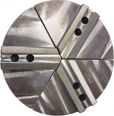 Abbott Workholding Products - 4" Max Chuck Capacity, 1.5mm x 60° Serrated Interface, Round Soft Lathe Chuck Jaw - 3 Jaw, Aluminum, 0.5906" Btw Mount Hole Ctrs, 6" Wide, 2" High, 6mm Fastener - Apex Tool & Supply