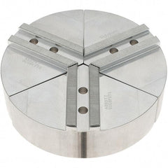 Abbott Workholding Products - 8" Max Chuck Capacity, 1.5mm x 60° Serrated Interface, Round Soft Lathe Chuck Jaw - 3 Jaw, Aluminum, 1.1811" Btw Mount Hole Ctrs, 8" Wide, 2" High, 10mm Fastener - Apex Tool & Supply