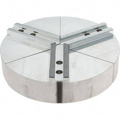 Abbott Workholding Products - 10" Max Chuck Capacity, 1.5mm x 60° Serrated Interface, Round Soft Lathe Chuck Jaw - 3 Jaw, Aluminum, 1.2598" Btw Mount Hole Ctrs, 10" Wide, 2" High, 12mm Fastener - Apex Tool & Supply