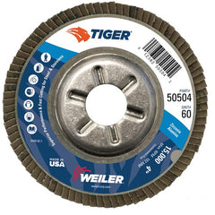 4″ Tiger Disc Abrasive Flap Disc, Angled, Alum. Backing, 60Z, 5/8″ Arbor Hole - Apex Tool & Supply