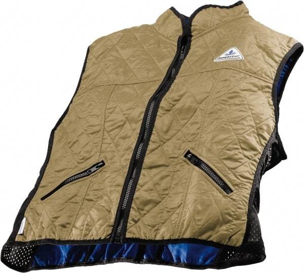 Techniche - Size XL, Khaki Cooling Vest - Zipper Front, Nylon, HyperKewl - Apex Tool & Supply
